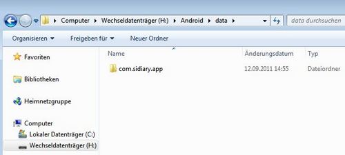 Datensicherung Android App