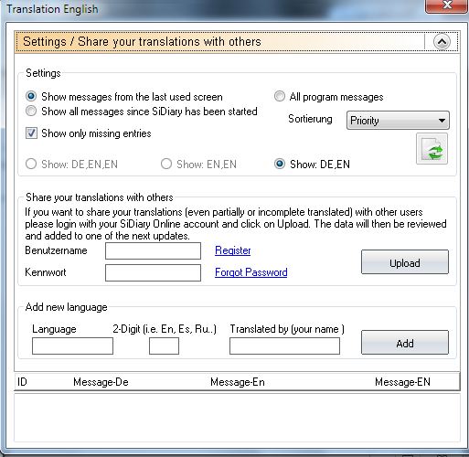 Translation settings Translation settings