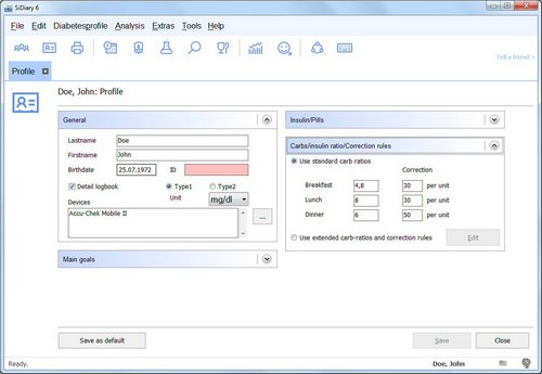SiDiary - Diabetes Software - Diabetes profile SiDiary - Diabetes Software - Diabetes profile